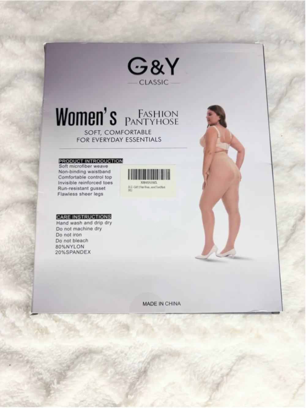 G&Y Plus Size 3XL Sheer Pantyhose Black 20D Control Top – 4 Pairs NEW